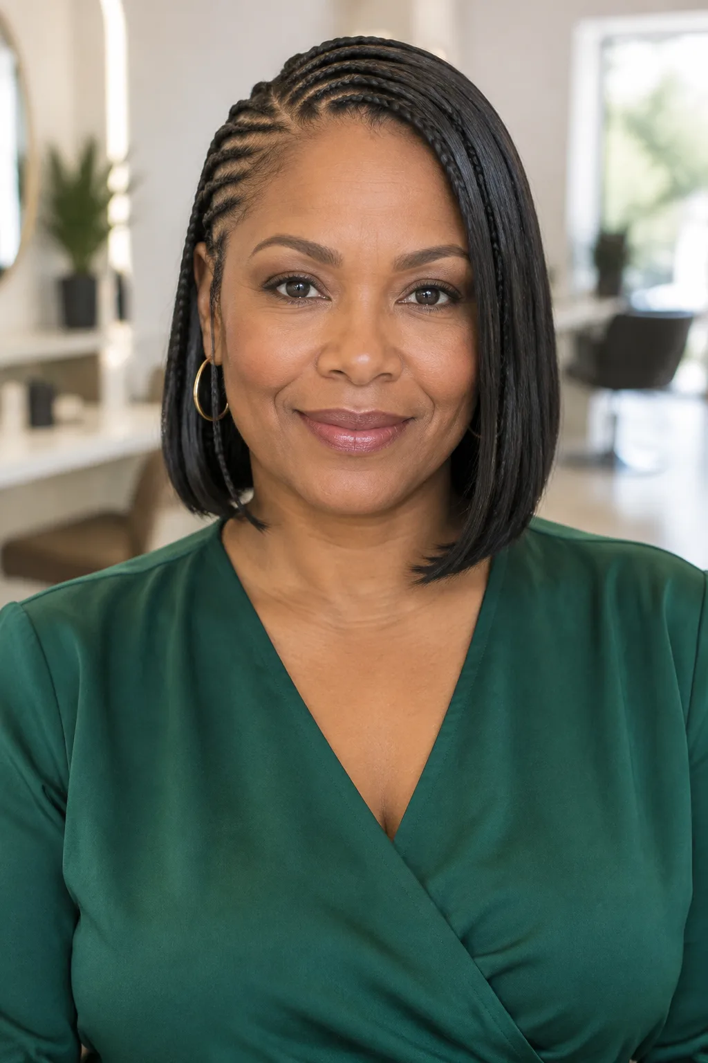 Sleek cornrow bob hairstyle for Black women
